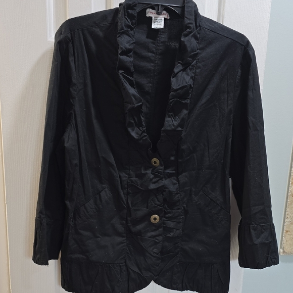 Black Ruffled Women's Jacket - Picture 3 of 13